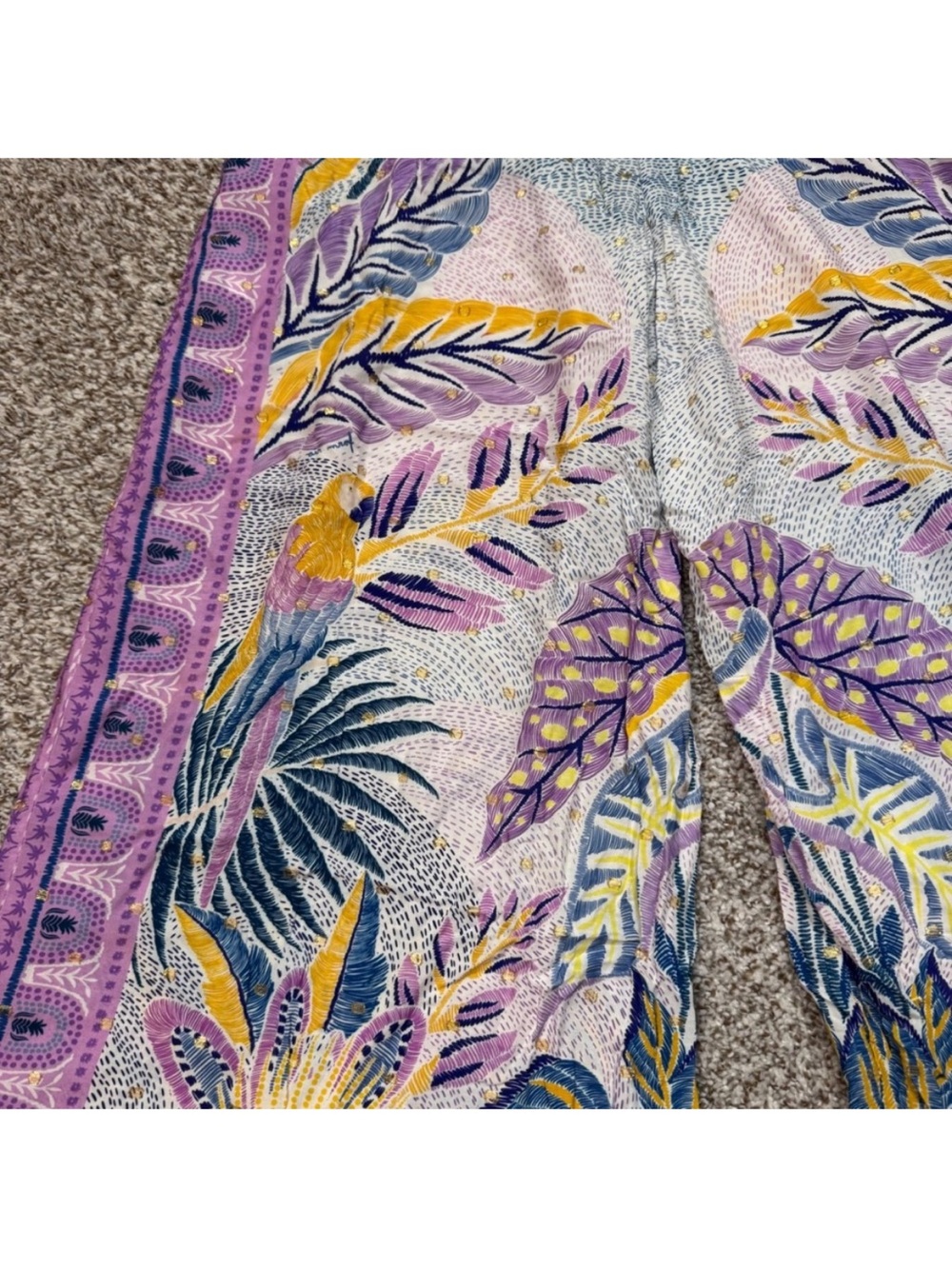 Farm Rio XL Purple tropical toucan wide leg palazzo pants - Picture 6 of 11